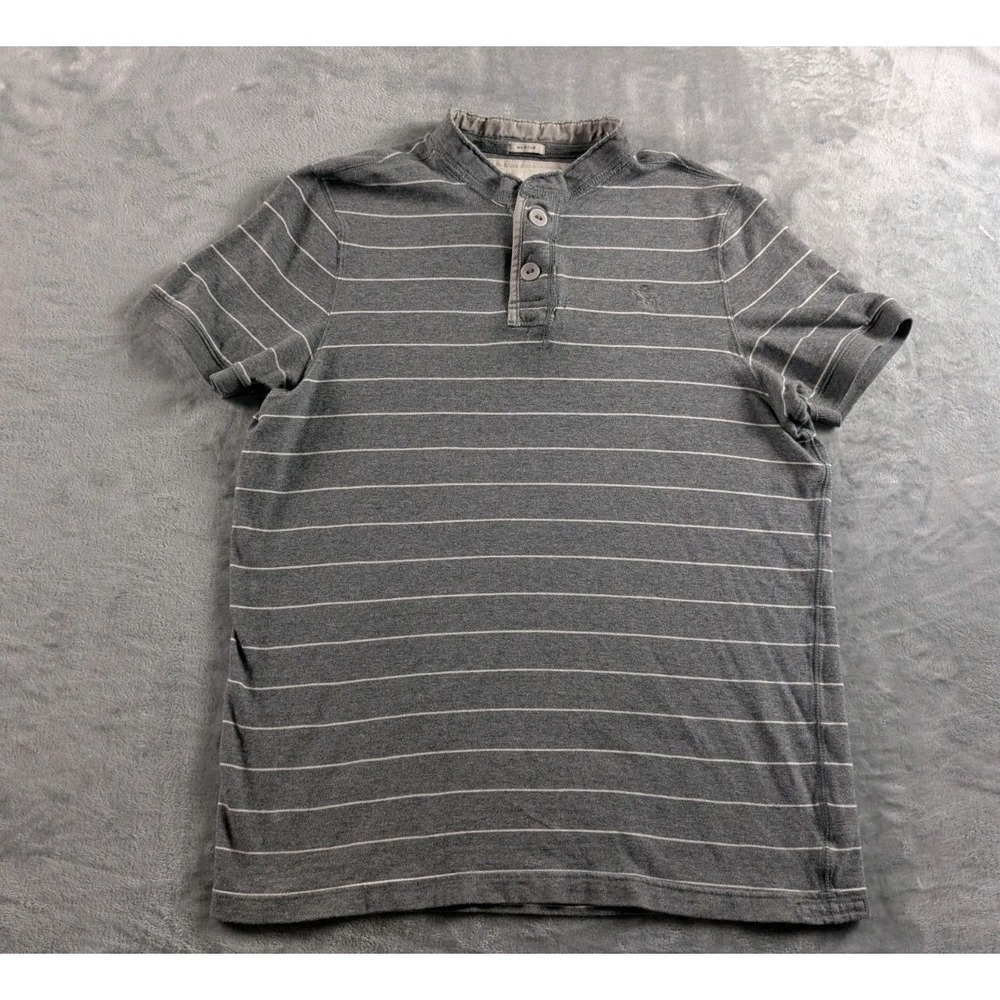 VTG Abercrombie & Fitch Shirt Mens XL Gray Muscle Henley Short Sleeve Y2K READ